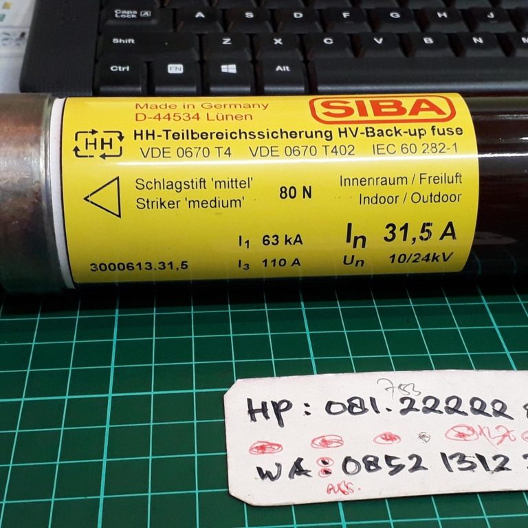 Siba Germany 3000613. 31,5 Fuse 10/24kV 31,5A HV-Back-up Fuse P:442mm
